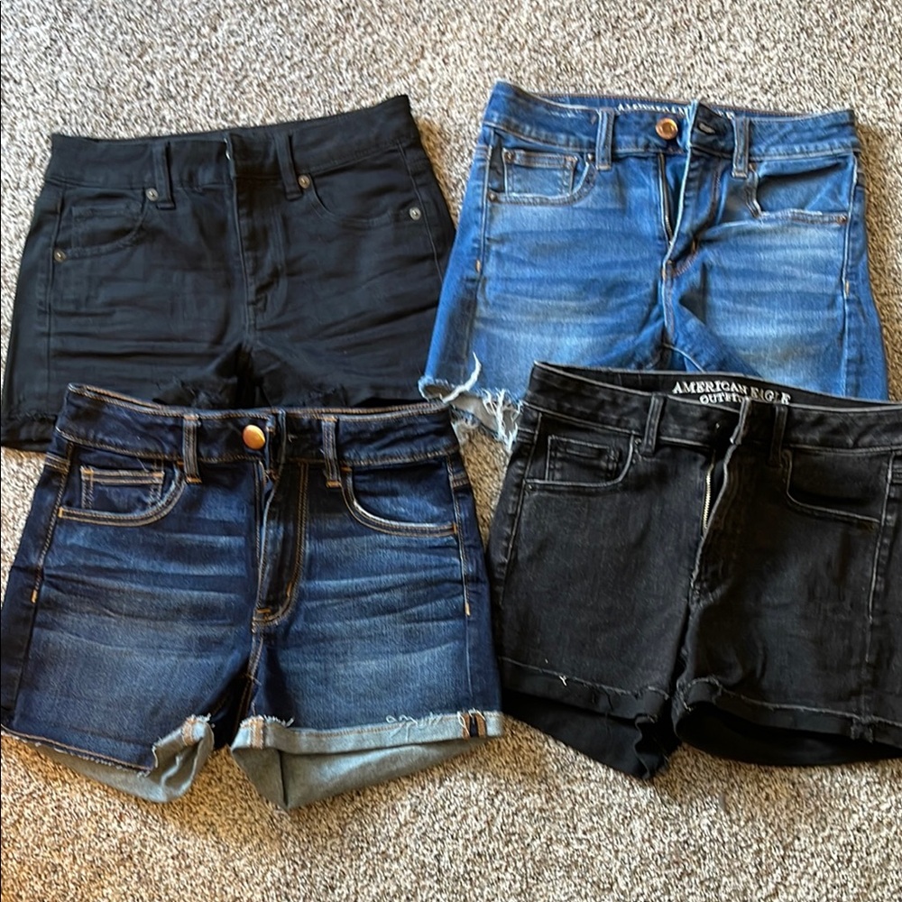 American Eagle Outfitters Women's Denim Shorts - Black and Blue